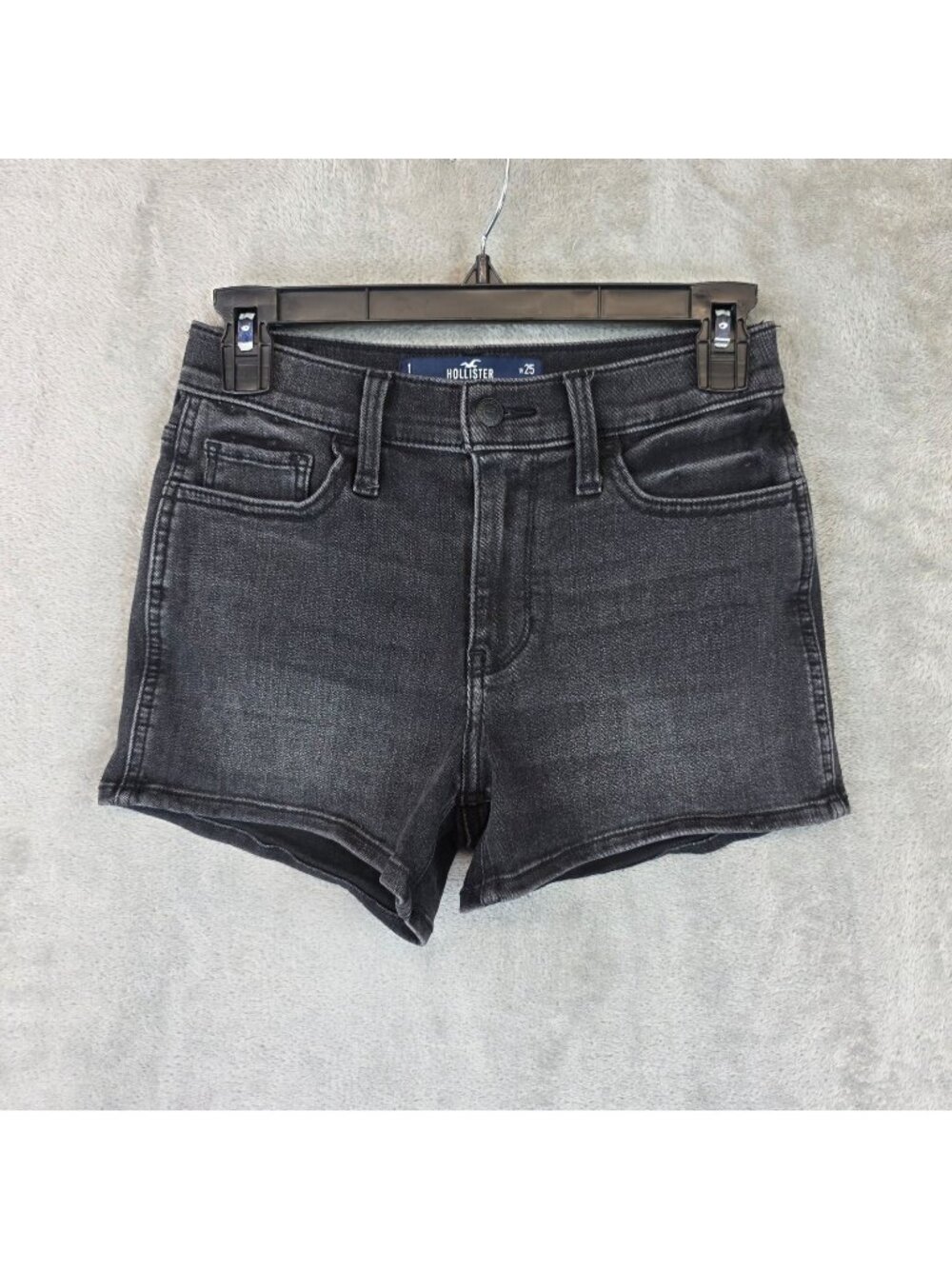 Hollister High-Rise Short 3" Denim Shorts Juniors 1 Black Soft Stretch 5 Pocket